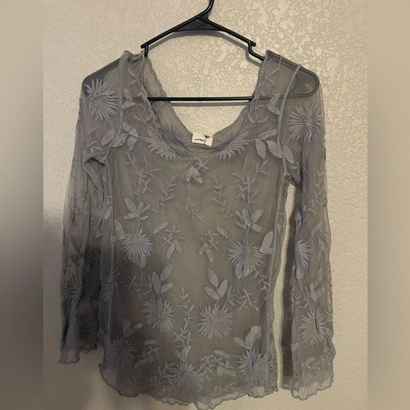 ❄️ Anthropologie Everleigh Sheer Embroidered Snow Blossom  Tunic Size XS - Picture 1 of 7